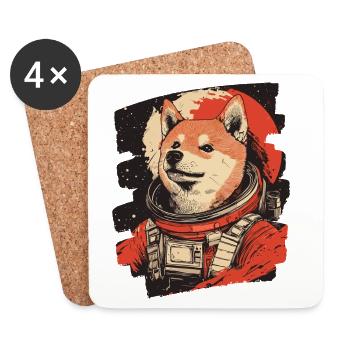 Shiba Inu Astronaut - Untersetzer (4er-Set) - Weiß - Vorne