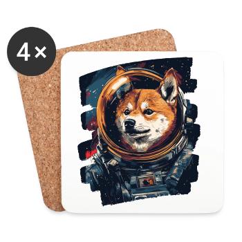 Shiba Astronaut - Untersetzer (4er-Set) - Weiß - Vorne