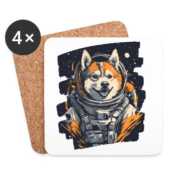 Husky Astronaut - Untersetzer (4er-Set) - Weiß - Vorne