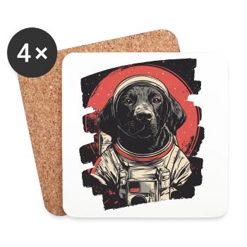 Astronaute du Labrador - Dessous de verre (lot de 4) - blanc - Devant