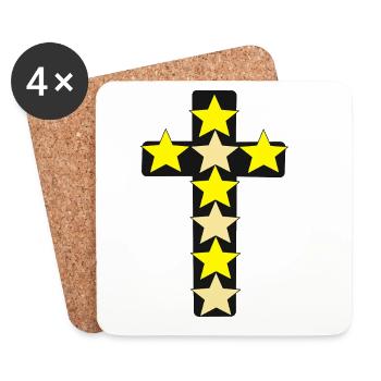 Croix Étoile Croix Croix - Dessous de verre (lot de 4) - blanc - Devant
