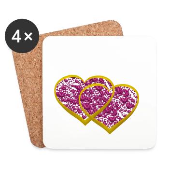 La Saint-Valentin Coeur Coeurs Relation - Dessous de verre (lot de 4) - blanc - Devant