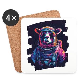 Lama Astronaut - Untersetzer (4er-Set) - Weiß - Vorne