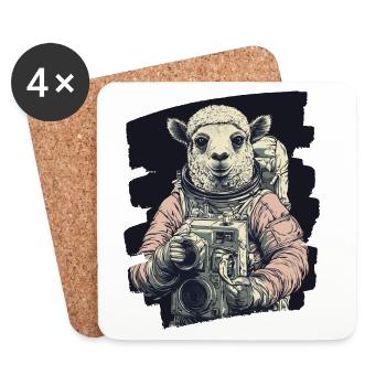 Lama Astronaut - Untersetzer (4er-Set) - Weiß - Vorne