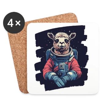 Lama Astronaut - Untersetzer (4er-Set) - Weiß - Vorne