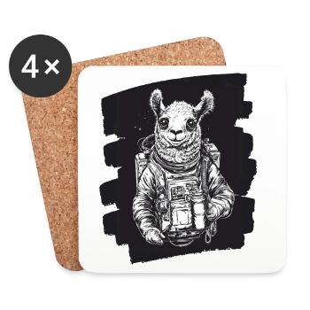 Lama Astronaut - Untersetzer (4er-Set) - Weiß - Vorne