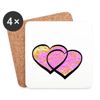 Coeur Coeurs Saint-Valentin Amour - Dessous de verre (lot de 4) - blanc - Devant
