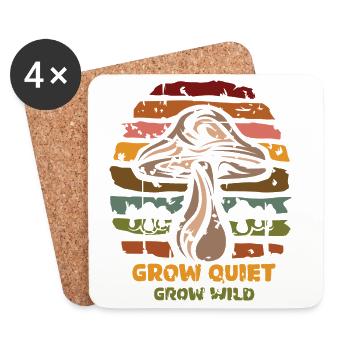 Mushroom Collector - amoureux de la nature à la culture rétro - Dessous de verre (lot de 4) - blanc - Devant