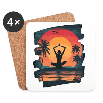 Yoga Namaste Méditation - Dessous de verre (lot de 4) - blanc - Devant