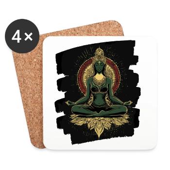 Yoga Namaste Méditation - Dessous de verre (lot de 4) - blanc - Devant
