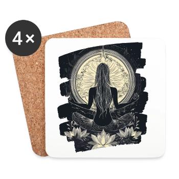 Yoga Namaste Méditation - Dessous de verre (lot de 4) - blanc - Devant