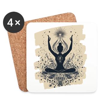 Yoga Namaste Méditation - Dessous de verre (lot de 4) - blanc - Devant