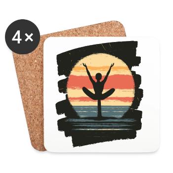 Yoga Namaste Méditation - Dessous de verre (lot de 4) - blanc - Devant