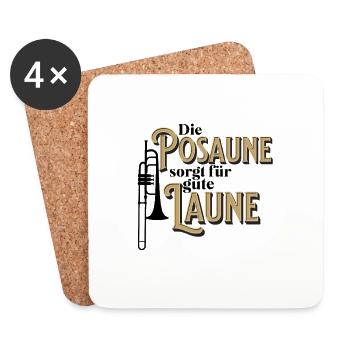 Die Posaune sorgt für gute Laune - Posaunist - Untersetzer (4er-Set) - Weiß - Vorne