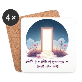 Open Door Trust Alan Watts Faith Zitat - Untersetzer (4er-Set) - Weiß - Vorne
