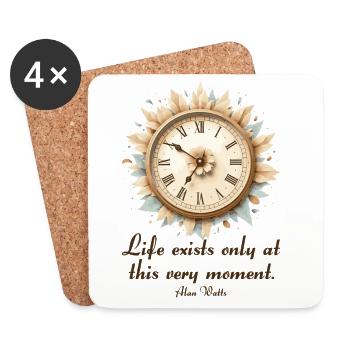 Life in the Moment Alan Watts Clock Art - Coasters (set of 4) - white - Front