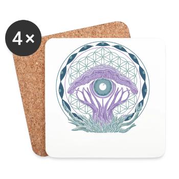 Portail de l’œil du champignon | Art de la vision psychédélique - Dessous de verre (lot de 4) - blanc - Devant