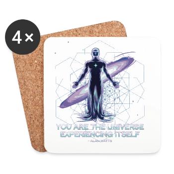 Soi Galactique | Citation cosmique d’Alan Watts - Dessous de verre (lot de 4) - blanc - Devant