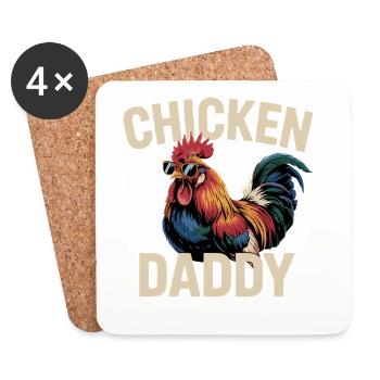 Poulet Papa Poulets Fête des Pères Volaille Fermier Coq - Dessous de verre (lot de 4) - blanc - Devant
