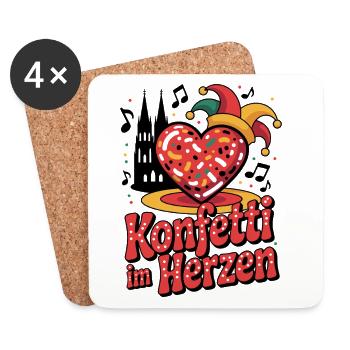 Köln Konfetti Im Herzen Karneval Herz Kölner Köln - Untersetzer (4er-Set) - Weiß - Vorne