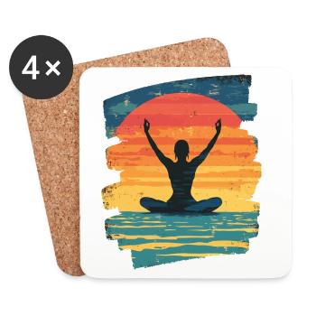 Yoga Namaste Méditation - Dessous de verre (lot de 4) - blanc - Devant