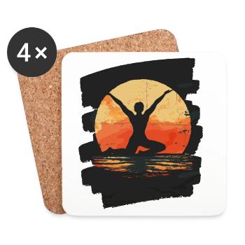 Yoga Namaste Méditation - Dessous de verre (lot de 4) - blanc - Devant