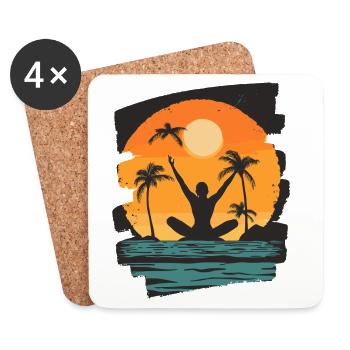 Yoga Namaste Méditation - Dessous de verre (lot de 4) - blanc - Devant