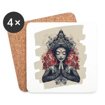 Yoga Namaste Meditation - Untersetzer (4er-Set) - Weiß - Vorne