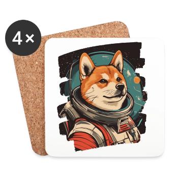 Shiba Inu Astronaut - Untersetzer (4er-Set) - Weiß - Vorne