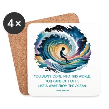 Wave From the Ocean | Alan Watts Quote - Coasters (set of 4) - white - Front