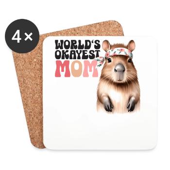 Worlds Okayest Mom Capybara Lustig Mama Mutter - Untersetzer (4er-Set) - Weiß - Vorne