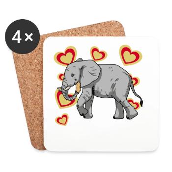 Elefant Elefanten Kinder Erdnuss - Untersetzer (4er-Set) - Weiß - Vorne