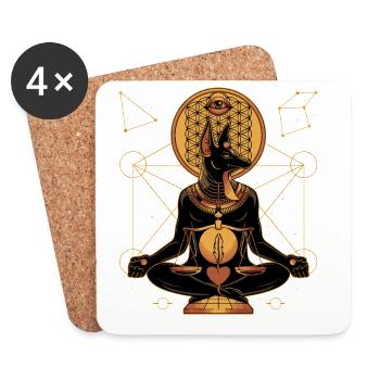 Anubis Égypte ancienne Géométrie sacrée Balance - Dessous de verre (lot de 4) - blanc - Devant