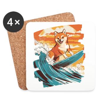 Shiba Inu - Dessous de verre (lot de 4) - blanc - Devant