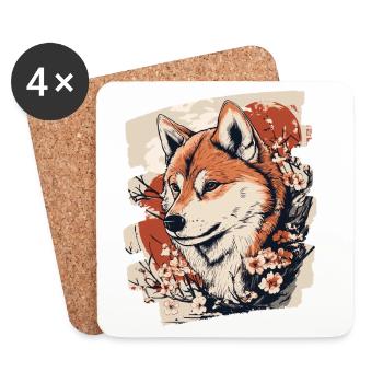Shiba Inu - Coasters (set of 4) - white - Front