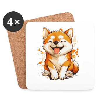 Shiba Inu - Untersetzer (4er-Set) - Weiß - Vorne