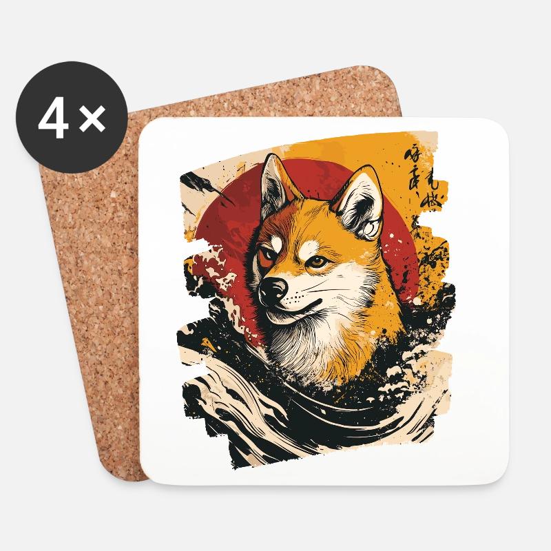 Shiba Inu - Untersetzer (4er-Set) - Weiß