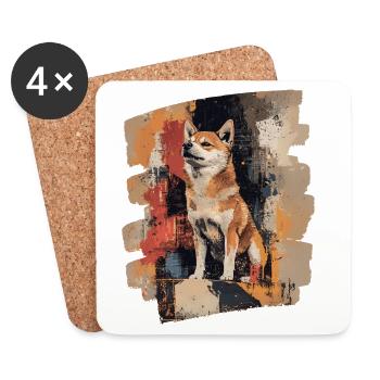 Shiba Inu - Dessous de verre (lot de 4) - blanc - Devant