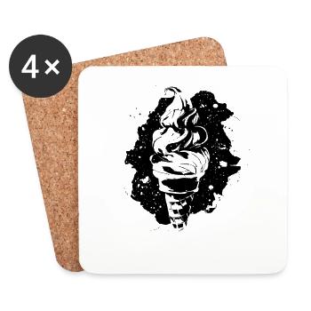 Dessin de crème glacée molle - Dessous de verre (lot de 4) - blanc - Devant