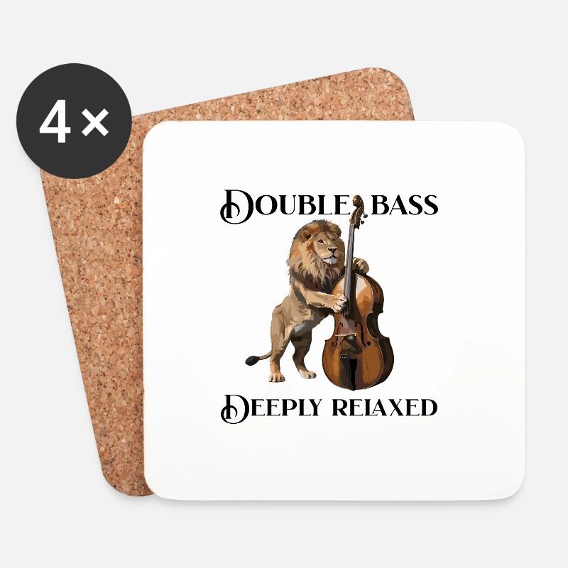 Kontrabass Tiefenentspannt Löwe Musik - Untersetzer (4er-Set) - Weiß