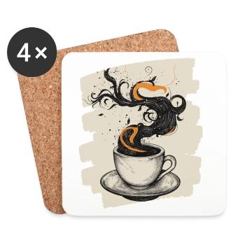 Kaffee Coffee Kaffeeliebhaber - Untersetzer (4er-Set) - Weiß - Vorne