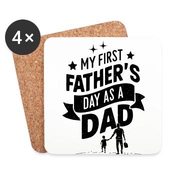 Ma première fête des pères Annonce de bébé papa - Dessous de verre (lot de 4) - blanc - Devant