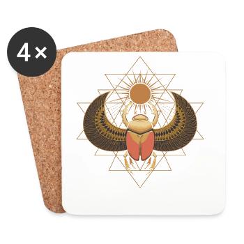 Sacred Scarab with Sri Yantra Symbol - Coasters (set of 4) - white - Front