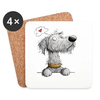 Irish Wolfhound Cartoon Dog Dog Breed - Coasters (set of 4) - white - Front