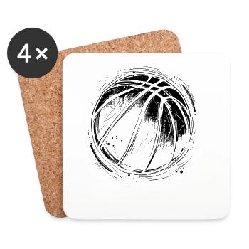 Ballon de basket-ball - Dessous de verre (lot de 4) - blanc - Devant