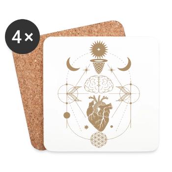 Heart Mind Connection | Sacred Energy Flow - Dessous de verre (lot de 4) - blanc - Devant
