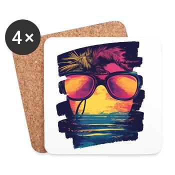 Sunglasses Summer Palm Trees - Coasters (set of 4) - white - Front