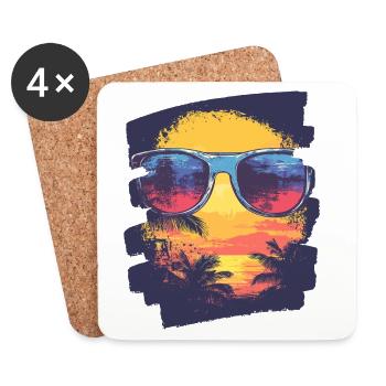 Sunglasses Summer Palm Trees - Coasters (set of 4) - white - Front