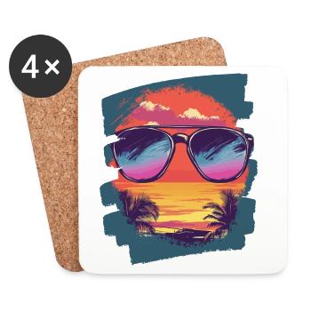 Sunglasses Summer Palm Trees - Coasters (set of 4) - white - Front