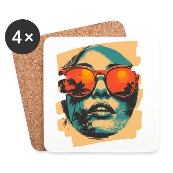 Sonnenbrille Sommer Palmen - Untersetzer (4er-Set) - Weiß - Vorne